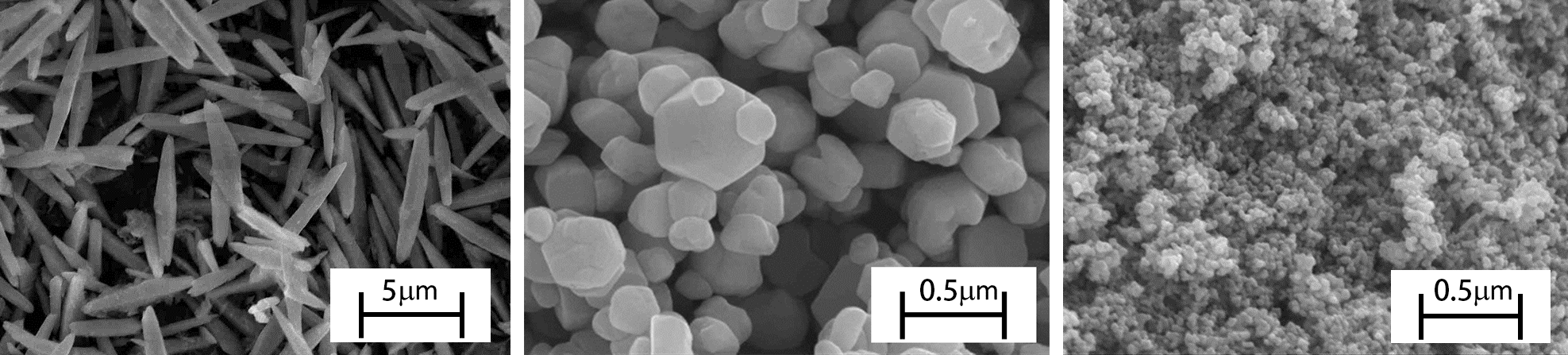 Scanning electron micrographs of zinc oxide nanoparticles